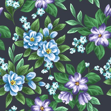 suluboya tarzında çiçekler