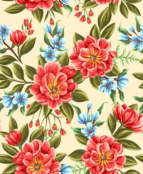 Naadloos patroon met mooie bloemen — Stockvector