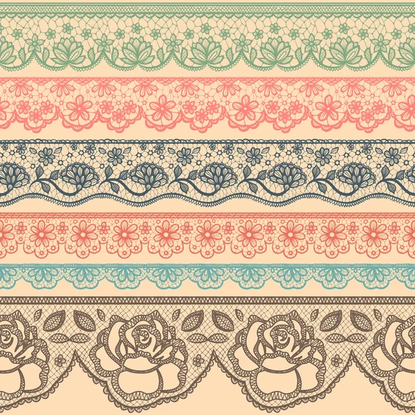 Conjunto de bordes decorativos estilizados como cordones — Archivo Imágenes Vectoriales