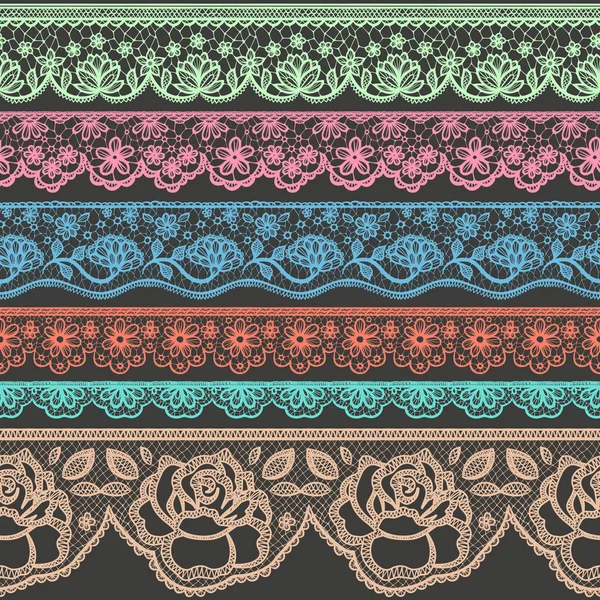 Conjunto de bordes decorativos estilizados como cordones — Vector de stock
