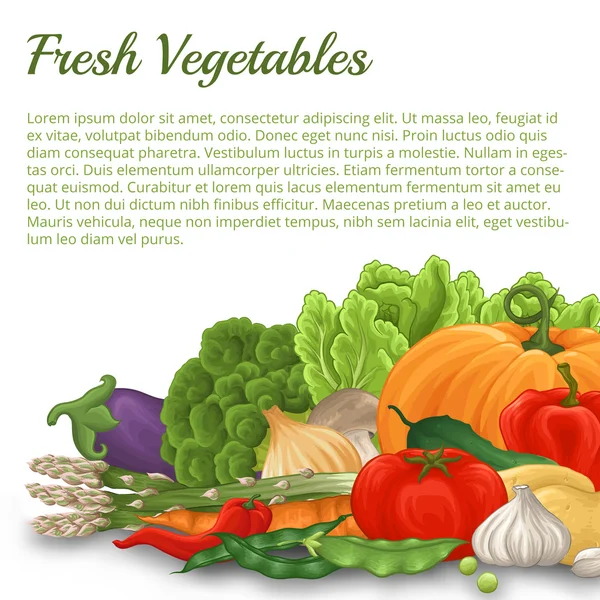 Background with lot of vegetables — Stockvector