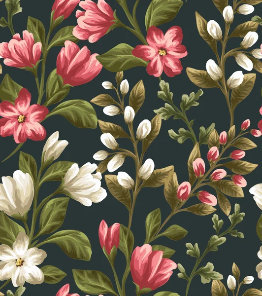 Naadloos patroon met mooie bloemen — Stockvector