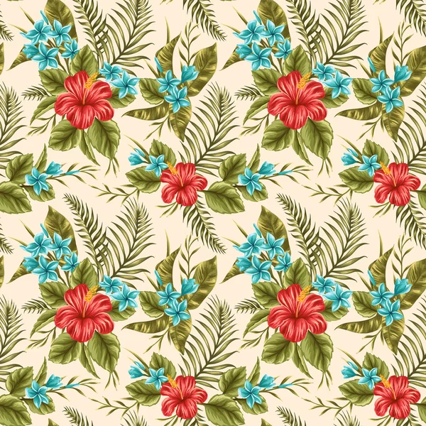 Seamless pattern with tropical flowers — Stock Vector