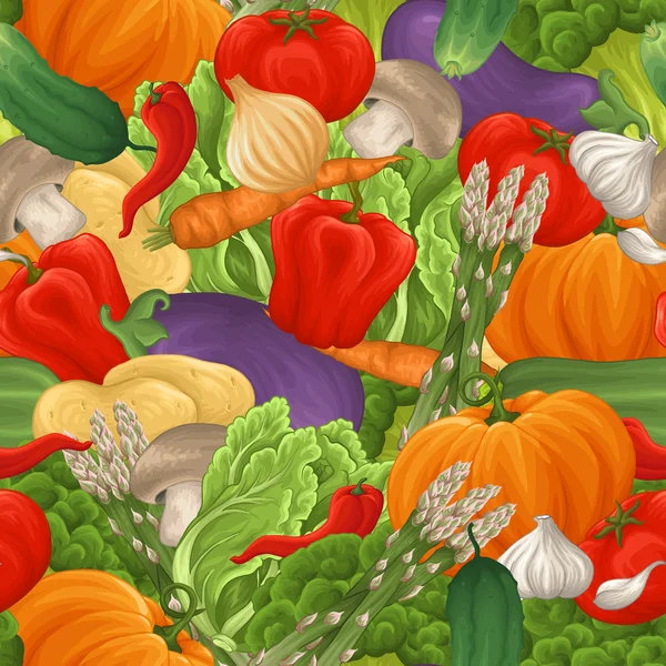 Seamless pattern with lot of vegetables — Stockový vektor