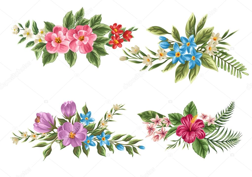 Set of floral bouquet