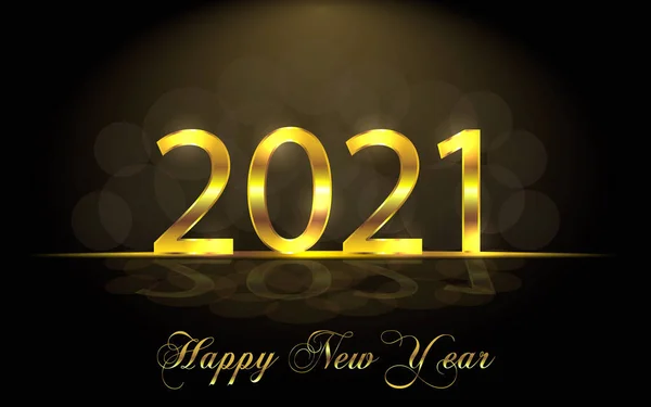 Feliz Año Nuevo 2021. Fondo con textura brillante dorada. Números de oro 20, 2, 0, 01. Efecto luz. Ilustración vectorial — Vector de stock