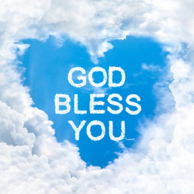 Tanrı korusun mavi gökyüzü üzerinde kelime