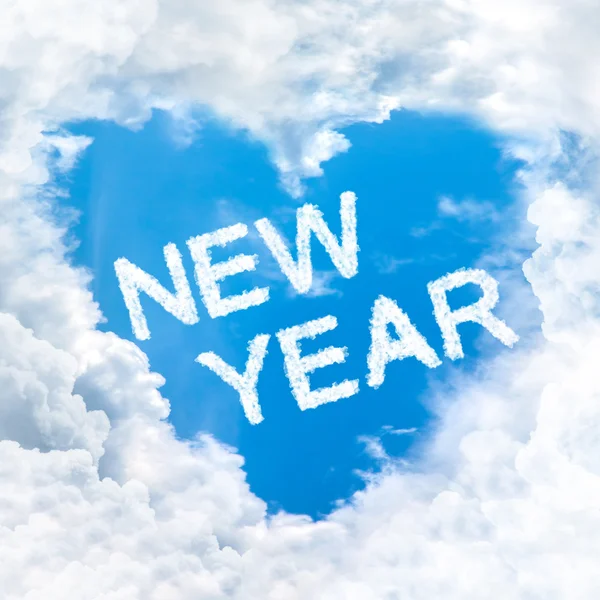 Love new year word on blue sky — Stock Photo, Image