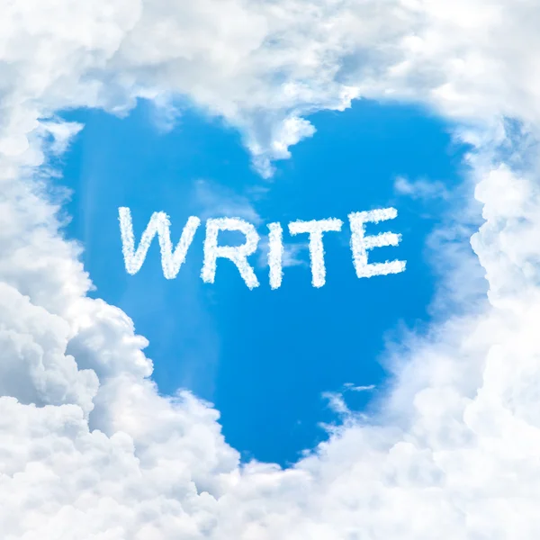 Schrijf woord op blauwe hemel — Stockfoto