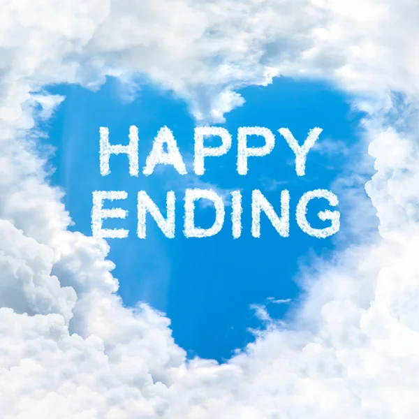 Happy End a szót a kék ég Jogdíjmentes Stock Fotók