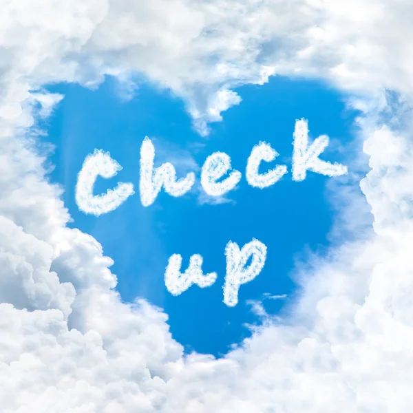 Verificar a natureza palavra no céu azul — Fotografia de Stock