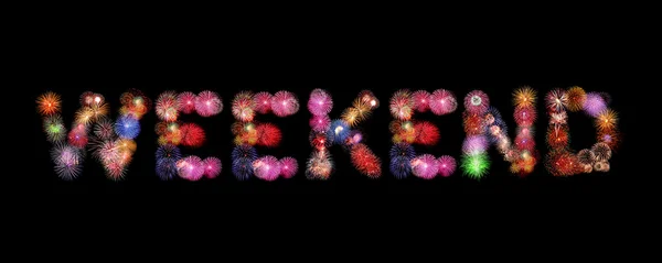 Weekend word text colorful fireworks — Stock Photo, Image