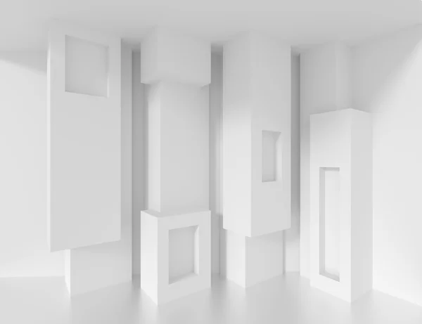 3D wnętrze białe kolumny — Zdjęcie stockowe