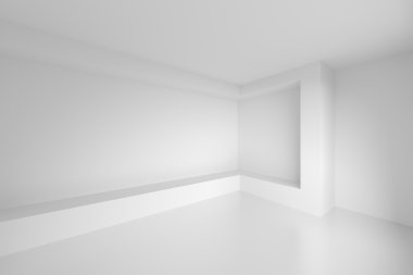 3D beyaz boş oda