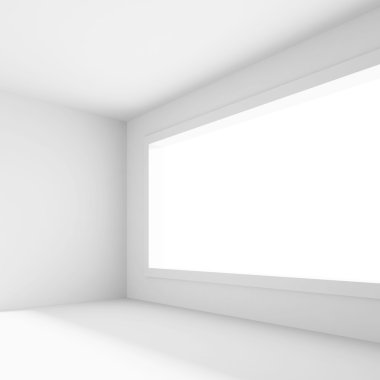 3D beyaz boş oda