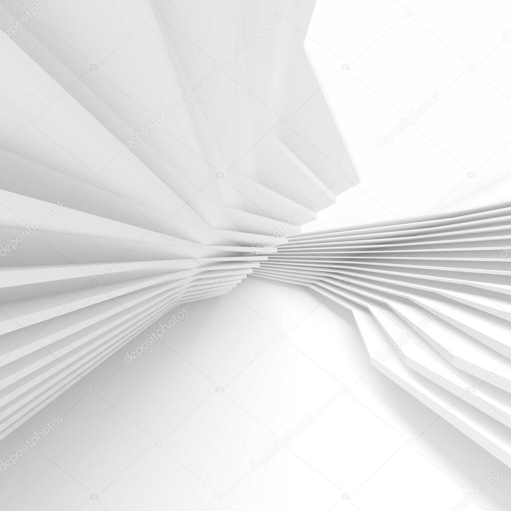 Modern Architecture Wallpaper. White Minimal Texture. Hypnotic 3d Rendering
