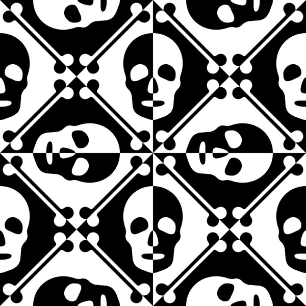 Seamless Skull and Square Pattern — Stock Vector