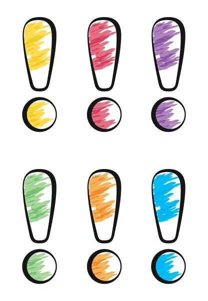 Marcaje de exclamare colorate set — Vector de stoc