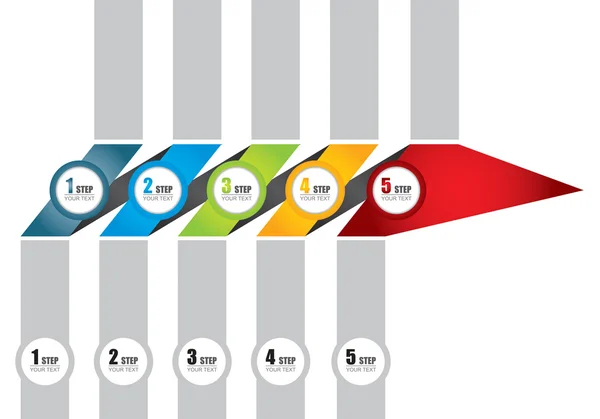 Grafico di flusso con frecce colorate — Vettoriale Stock