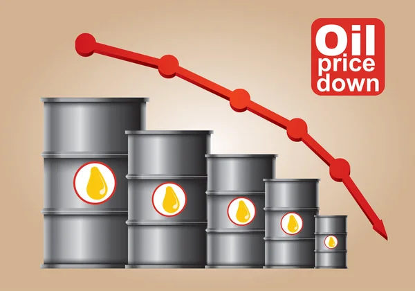 Preço do petróleo bruto para baixo — Vetor de Stock