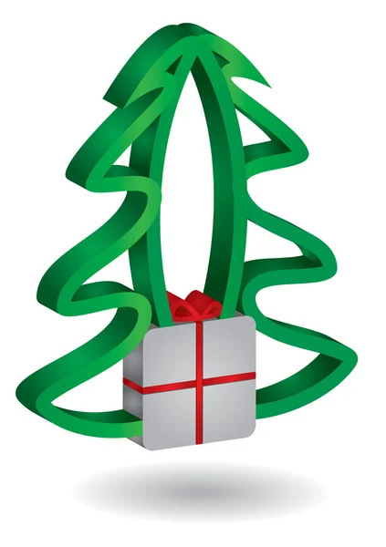 Рождественская елка с коробкой — стоковый вектор