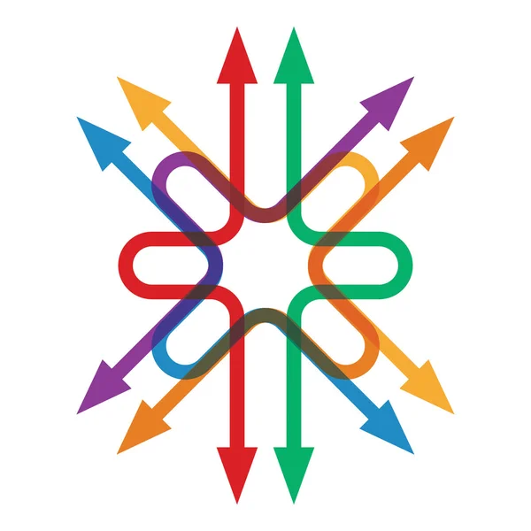 Flechas coloridas apuntando en diferentes direcciones — Vector de stock