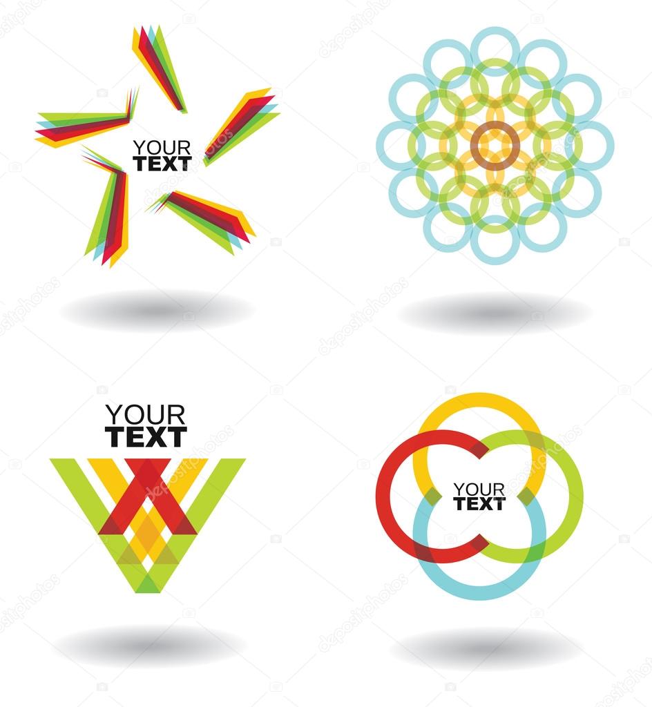 Vector illustration of abstract colorful signs set template with copy space area for design
