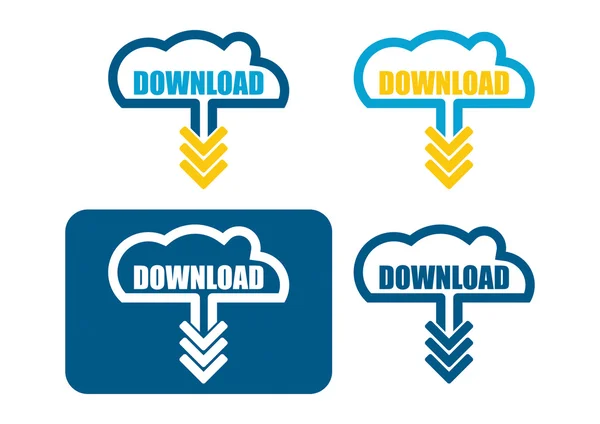 Ícones de download coloridos — Vetor de Stock