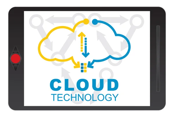 Tecnología de nube en la pantalla de la tableta — Archivo Imágenes Vectoriales