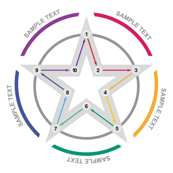 Kleur pijlen in stervorm — Stockvector