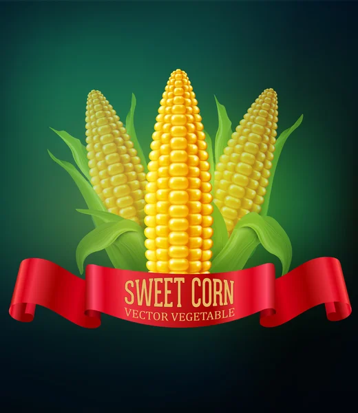 Piano cottura di mais e nastro rosso — Vettoriale Stock