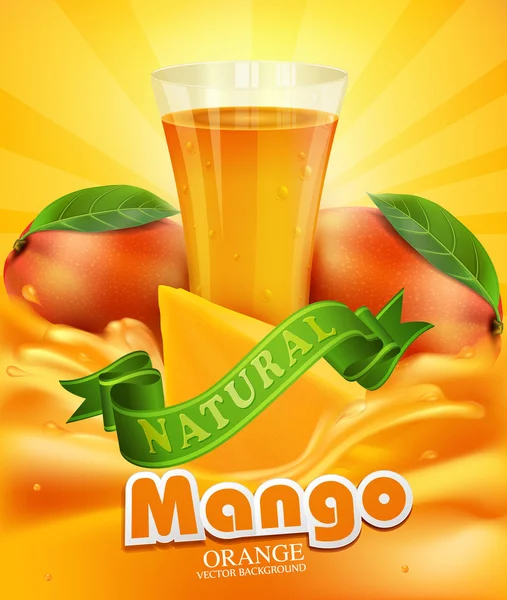 Pozadí s mango, sklenici džusu — Stockový vektor