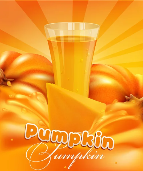 Background with a pumpkin and  juice — Stock Vector