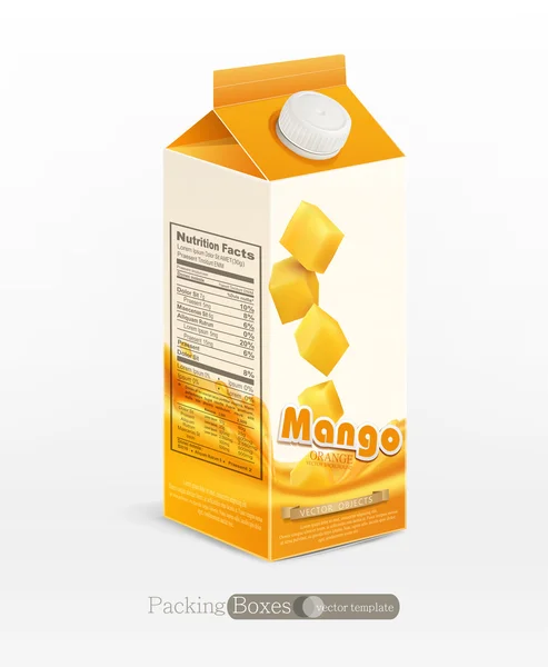Pack of mango juice, isolated — Stock Vector
