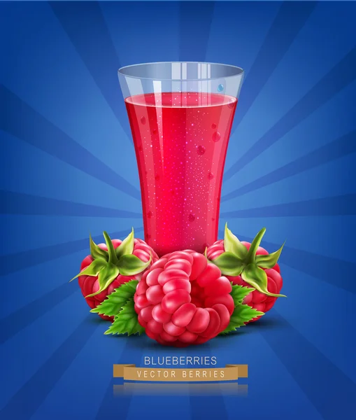 Glass of juice with raspberries — Stock Vector