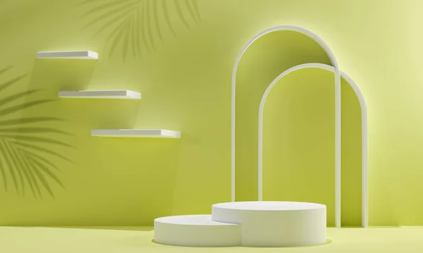 Ilustração Pastel Verde Com Suporte Plataforma Redonda Pedestal Círculo Para — Fotografia de Stock