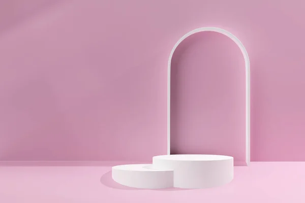 Roze Illustratie Met Ronde Platformstandaard Cirkelsokkel Voor Presentatieproduct Podium Voor Stockfoto