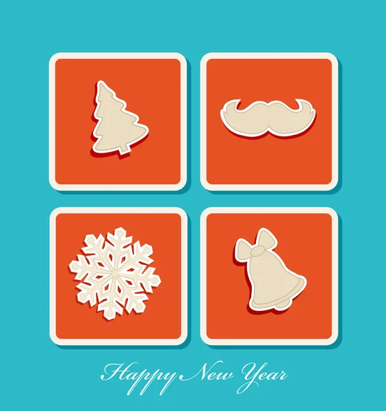 Nový rok, vektor, dovolená, vánoční ikony — Stockový vektor