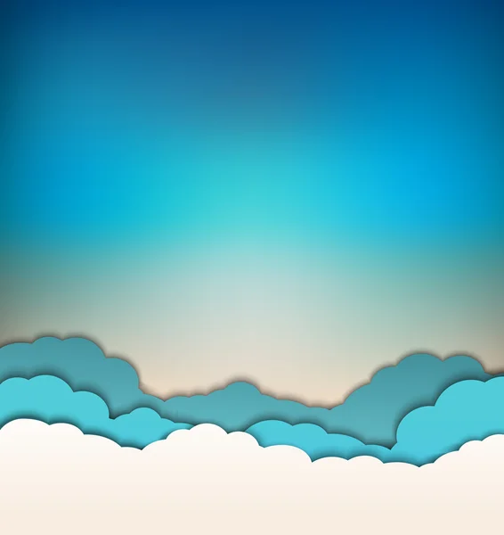 Sol, cielo azul y nubes — Vector de stock