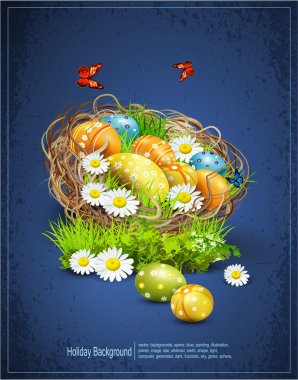 Yumurtalı Paskalya arka plan vektör ve iç içe