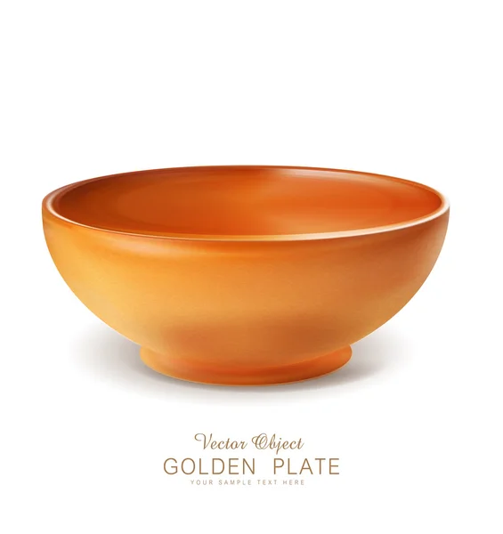 Vector object - an orange plate. bowl (isolated) — Stock Vector