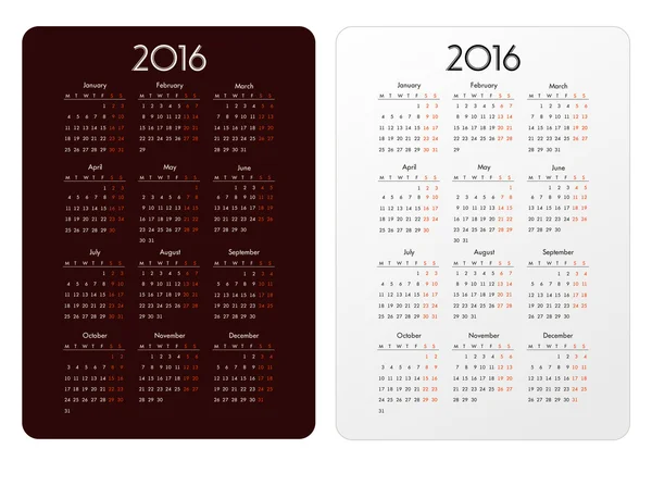 Grade de calendário modelo para 2016 — Vetor de Stock