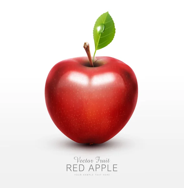 Pomme rouge avec feuille verte — Image vectorielle