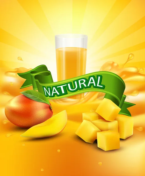 Mango, bir bardak meyve suyu, yeşil şerit