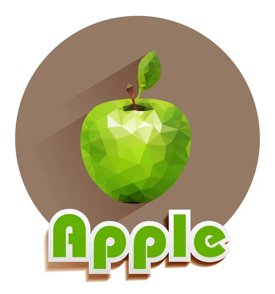 Manzana verde icono poligonal — Vector de stock