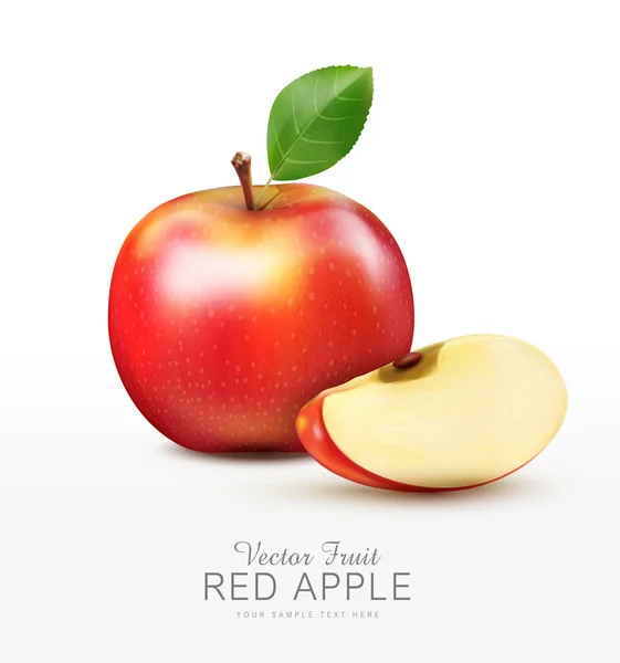 Κοκκινωπός μήλο με φέτα μήλου — Διανυσματικό Αρχείο