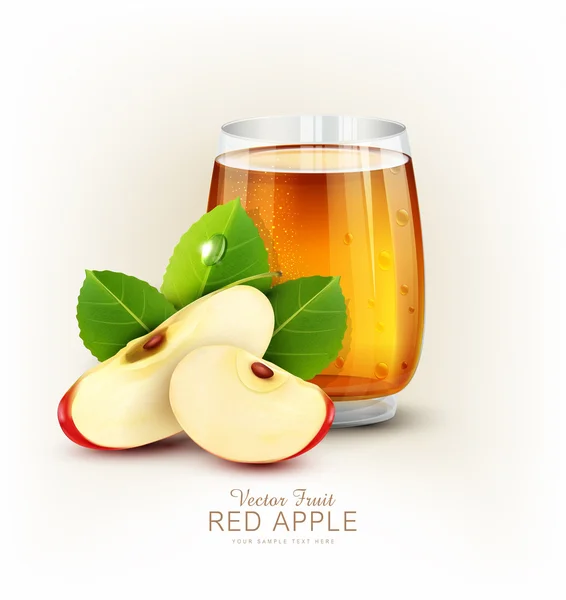 Склянка соку зі скибочками яблука — стоковий вектор