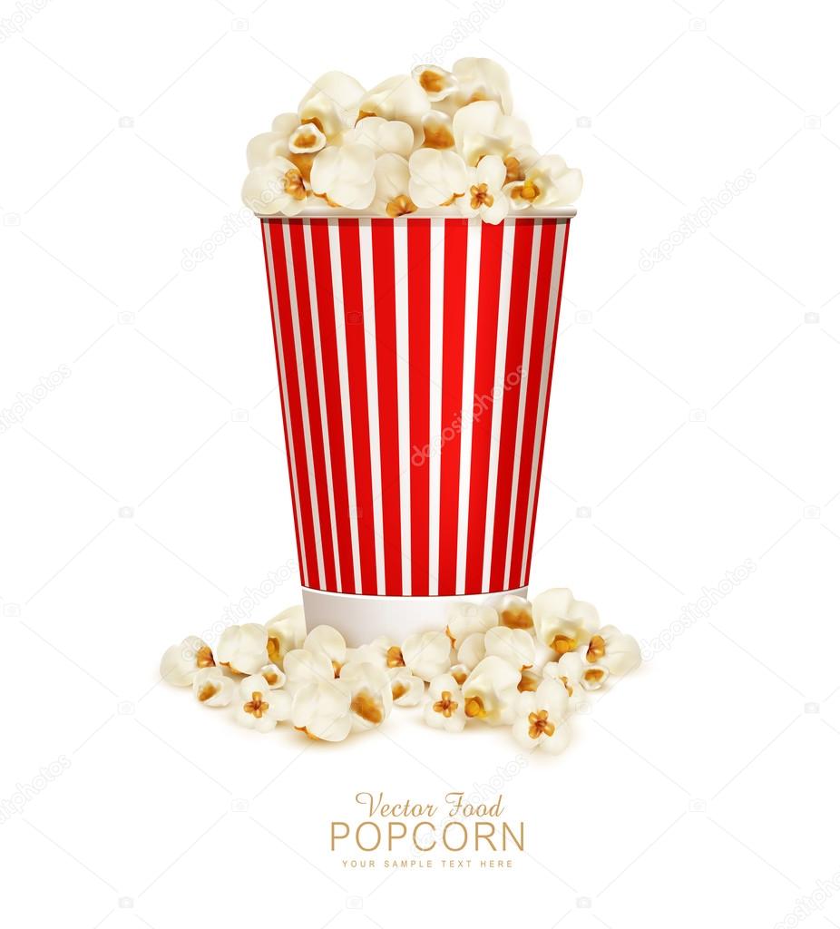 popcorn in striped bucket