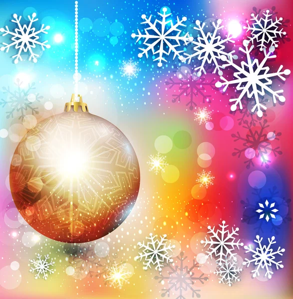 Boule de Noël et flocons de neige — Image vectorielle