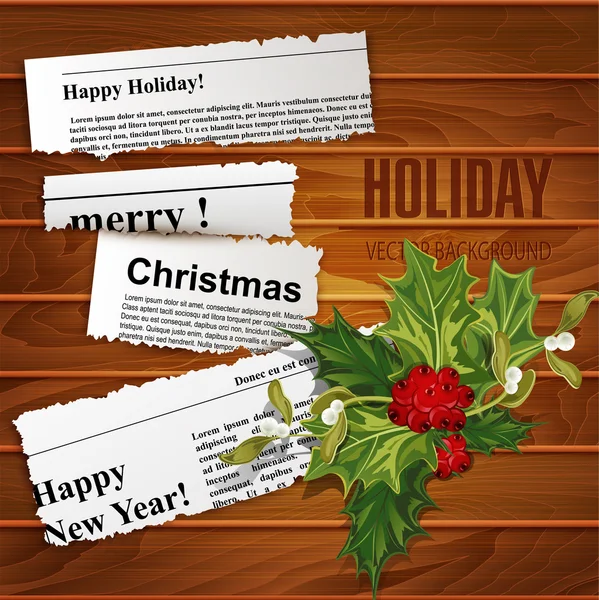 Vector creative, christmas background (scraps of newspaper artic — Stock Vector